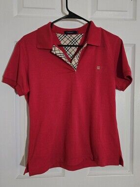 Burberry Red Polo Shirt with Signature Check Trim